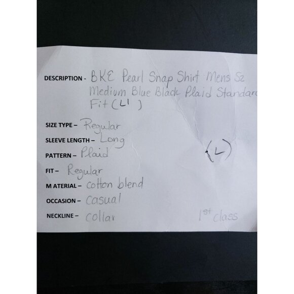 BKE Men's Size Medium Pearl Snap Shirt Blue Black Plaid - Picture 5 of 6